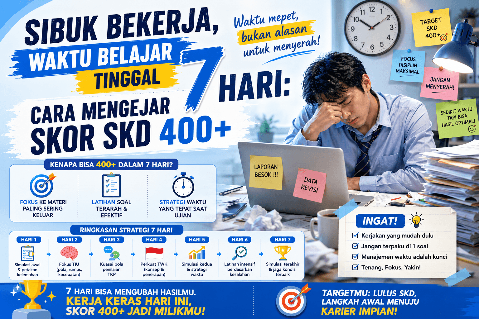 Pekerja kelelahan belajar SKD CPNS dalam 7 hari untuk mengejar skor 400+