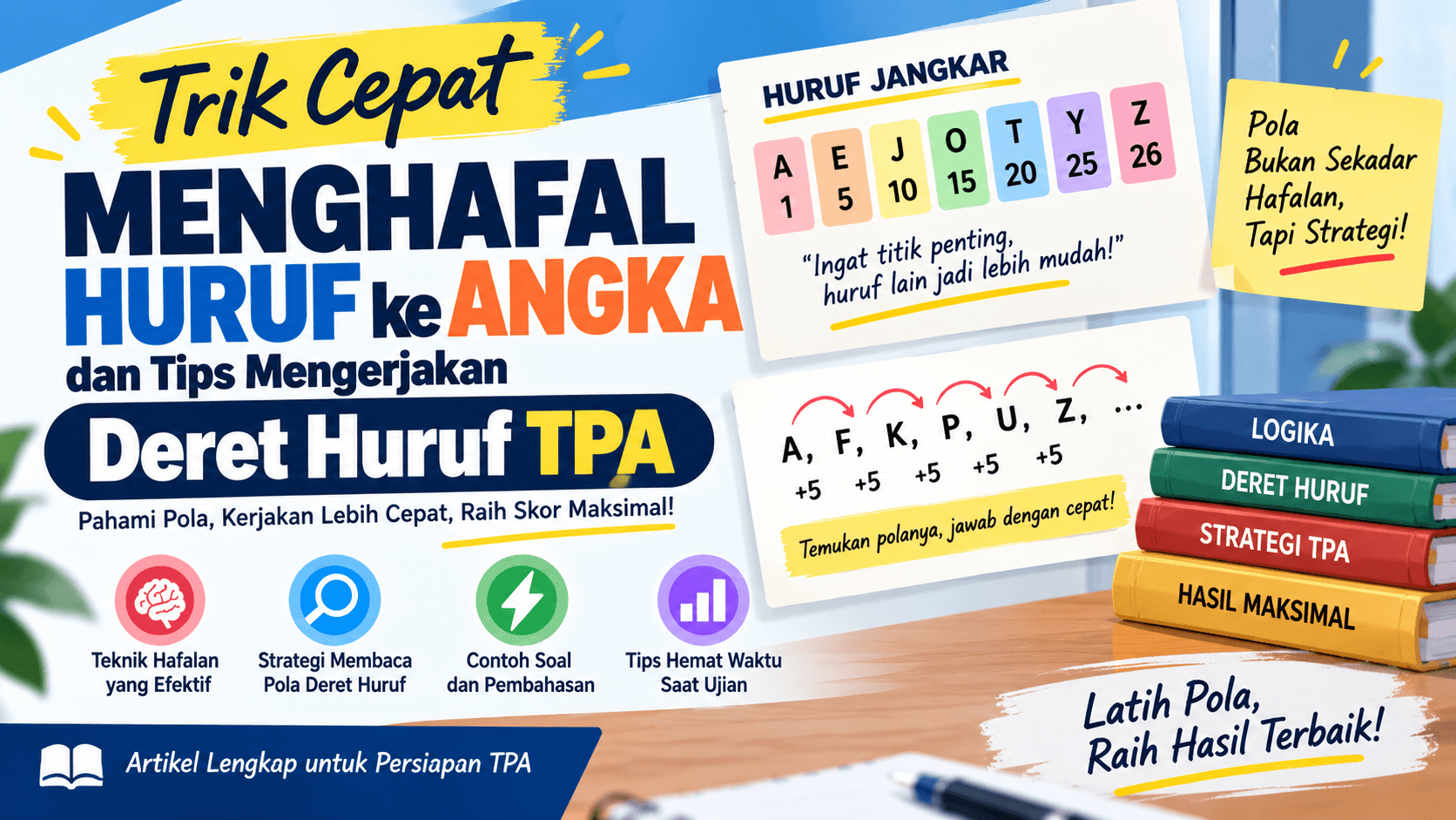 Infografis cara cepat menghafal huruf ke angka dan tips mengerjakan deret huruf TPA